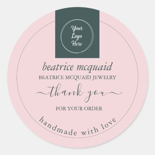 Sticker Rond Simple moderne rose vierge Votre logo (Devant)