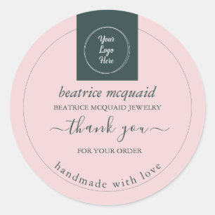 Sticker Rond Simple moderne rose vierge Votre logo