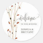 Sticker Rond Simple moderne Rustique élégant mariage Bienvenue (Devant)