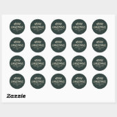 Sticker Rond Simple moderne Sage foncé Vert Joyeux Noël (Feuille)