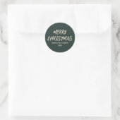 Sticker Rond Simple moderne Sage foncé Vert Joyeux Noël (Sac)