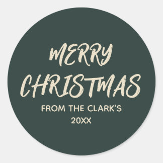 Sticker Rond Simple moderne Sage foncé Vert Joyeux Noël