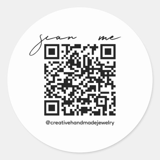 Sticker Rond Simple moderne script manuscrit code QR Business (Devant)