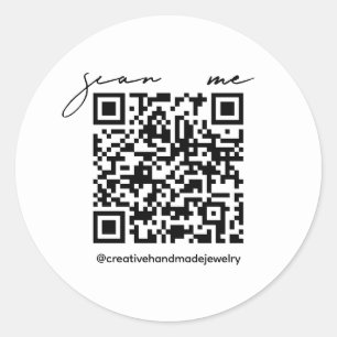 Sticker Rond Simple moderne script manuscrit code QR Business