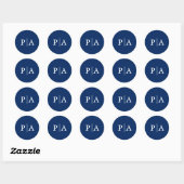 Sticker Rond Simple Monogram Bleu Nuit Mariage (Feuille)
