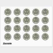 Sticker Rond Simple Monogram Vert Olive (Feuille)