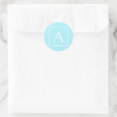Sticker Rond Simple Monogramme Bleu Ciel (Sac)