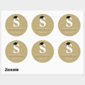 Sticker Rond Simple Monogramme Classique Moderne Casquette de R (Feuille)