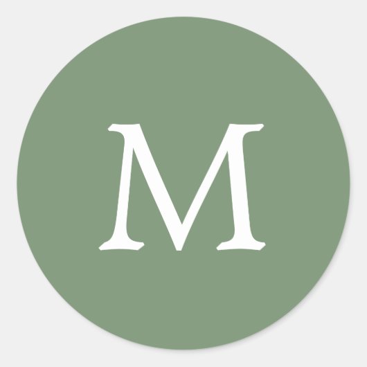 Sticker Rond Simple Monogramme de Mariage Couleur Uni Vert Jard (Devant)