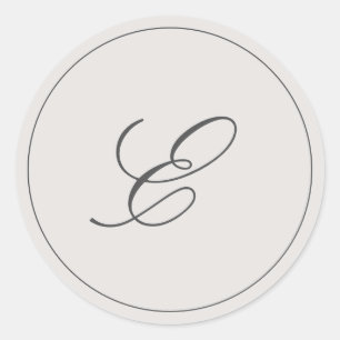 Sticker Rond Simple Monogramme Gris Élégant de Mariage