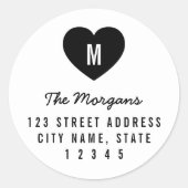 Sticker Rond Simple Monogramme Heart Family Adresse domiciliair (Devant)