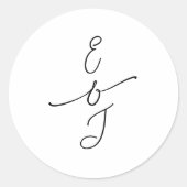 Sticker Rond Simple Monogramme Mariage Manuscrit Fantaisie (Devant)