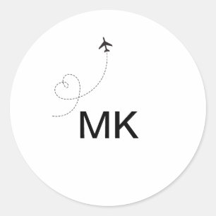 Sticker Rond Simple monogramme minimal ajouter le phot du plan