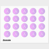 Sticker Rond Simple Monogramme | Ombré Rose/Violet Subtil (Feuille)