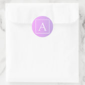 Sticker Rond Simple Monogramme | Ombré Rose/Violet Subtil (Sac)