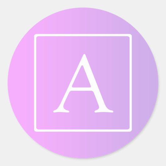 Sticker Rond Simple Monogramme | Ombré Rose/Violet Subtil (Devant)