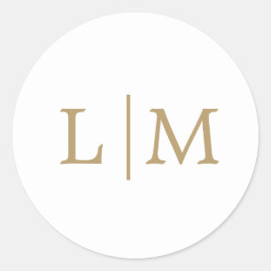 Sticker Rond Simple Monogramme Or Élégant Mariage Antique