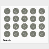 Sticker Rond Simple Monogramme Vert Sauge Faveur de Mariage (Feuille)