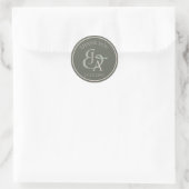 Sticker Rond Simple Monogramme Vert Sauge Faveur de Mariage (Sac)