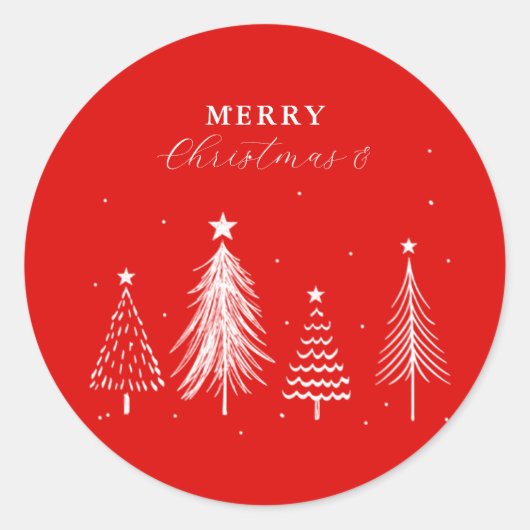 Sticker Rond Simple Motif sapin de Noël (Devant)