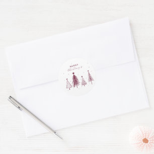 Sticker Rond Simple Motif sapin de Noël   Plum pourpre