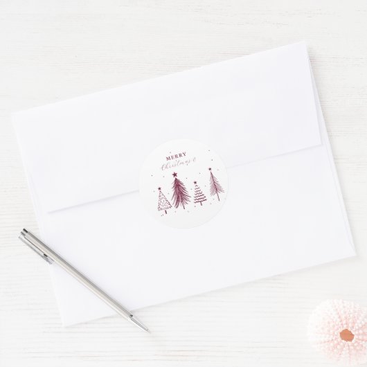 Sticker Rond Simple Motif sapin de Noël | Plum pourpre (Enveloppe)
