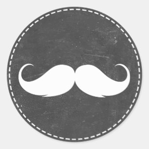Sticker Rond Simple Mustache Chalkboard Baby shower Faveurs