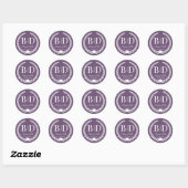 Sticker Rond Simple Muted Amethyst Purple Monogram Wedding (Feuille)