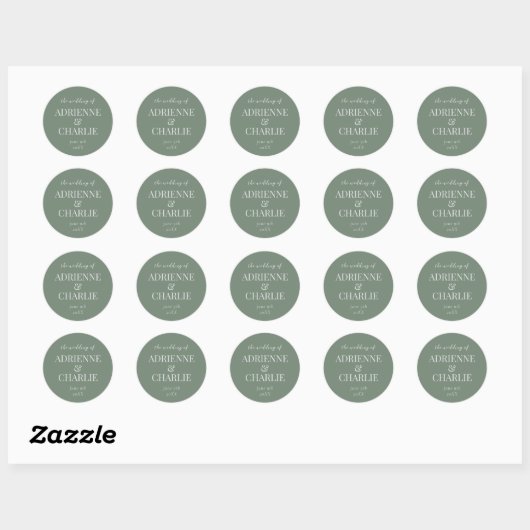 Sticker Rond Simple Names Wedding Date Favor Envelope (Feuille)