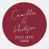 Sticker Rond Simple Names Wedding Date Favor Envelope (Devant)