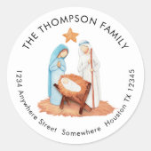 Sticker Rond Simple Nativité Scene Nom de retour Adresse (Devant)