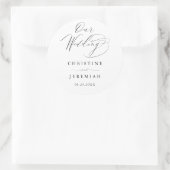 Sticker Rond Simple noir blanc Mariage de script moderne (Sac)