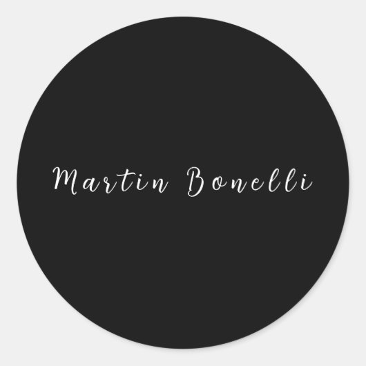 Sticker Rond Simple Noir Noir Blanc tendance Script de calligra (Devant)