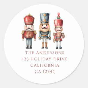 Sticker Rond Simple Nutcracker Christmas Holiday Adresse de ret