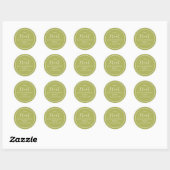 Sticker Rond Simple Olive Green Anniversaire Calligraphie Cute  (Feuille)