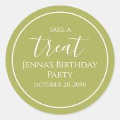 Sticker Rond Simple Olive Green Anniversaire Calligraphie Cute  (Devant)