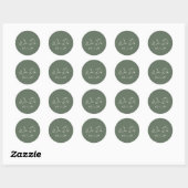 Sticker Rond Simple Olive Green Mariage moderne (Feuille)