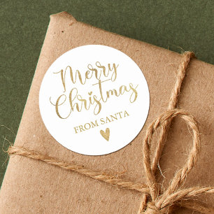 Sticker Rond Simple or Merry Noël Calligraphie Script