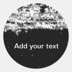 Sticker Rond Simple paillettes noires scintillement étoiles ajo