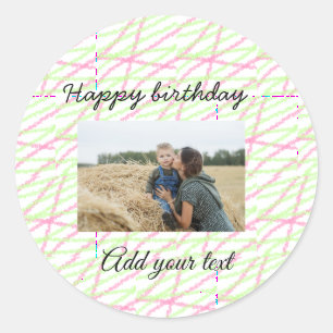 Sticker Rond Simple paillettes rouge vert ajoutez votre photo a