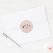 Sticker Rond Simple personnalisation Monogramme Dusty Rose Pers (Enveloppe)