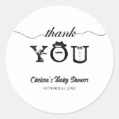 Sticker Rond Simple petit Baby shower Gentleman mignon Merci (Devant)