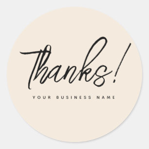 Sticker Rond Simple petite entreprise beige merci