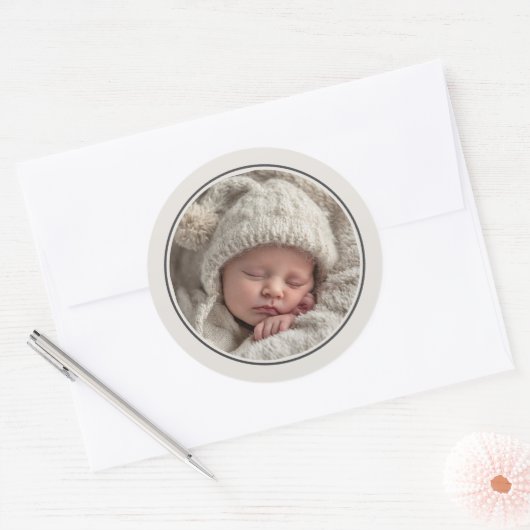Sticker Rond Simple Photo Template Personalized Frame (Enveloppe)