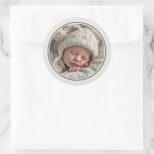 Sticker Rond Simple Photo Template Personalized Frame (Sac)