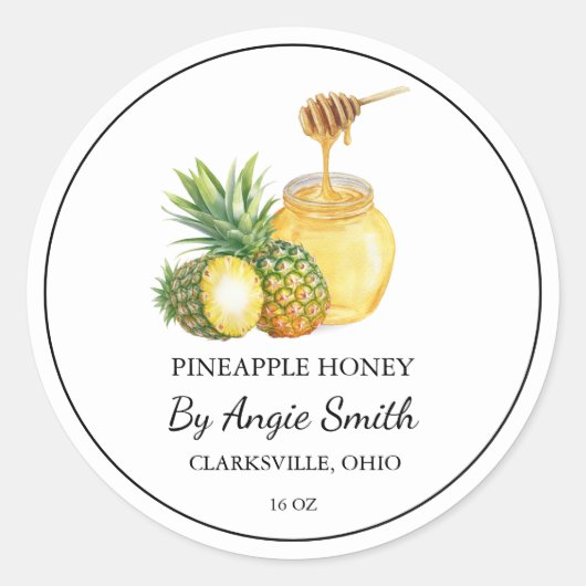 Sticker Rond Simple Pineapple Infused Honey Label (Devant)