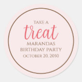 Sticker Rond Simple Pink WhimsScript amusant Soin Fun Party (Devant)