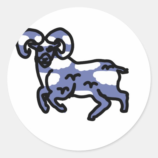 Sticker Rond Simple Ram Sky Design (Devant)