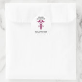 Sticker Rond Simple Red Caduceus Infirmière inscrite Adresse (Sac)
