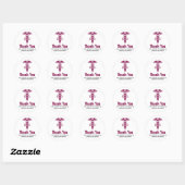 Sticker Rond Simple Red Caduceus Nurse Graduate Merci (Feuille)
